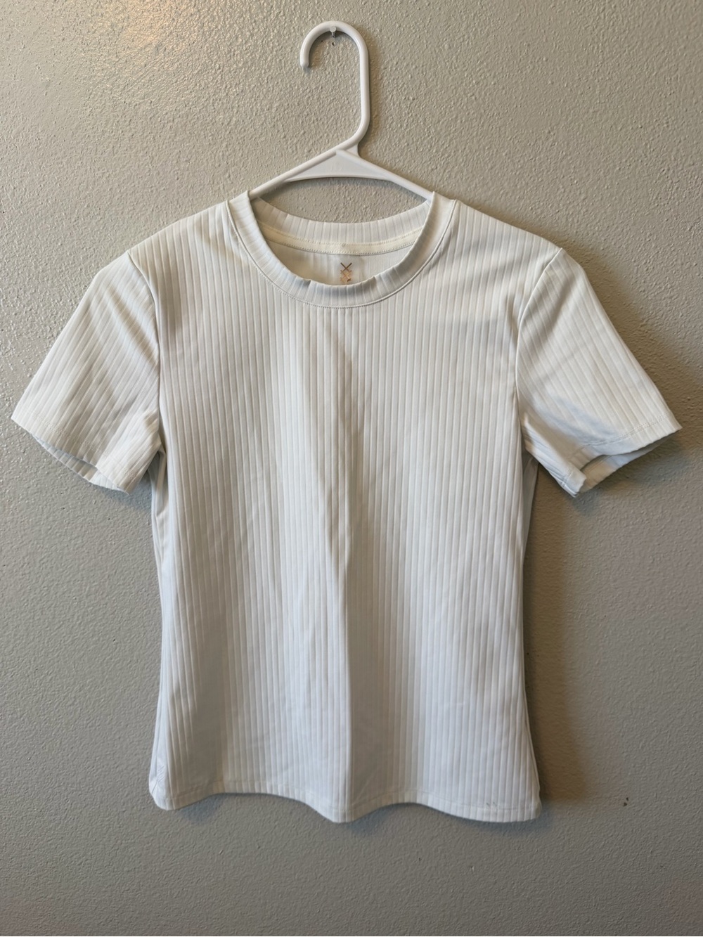 Rhone White Ribbed Short Sleeve T-Shirt Thick Knit Fitted Basic Activewear